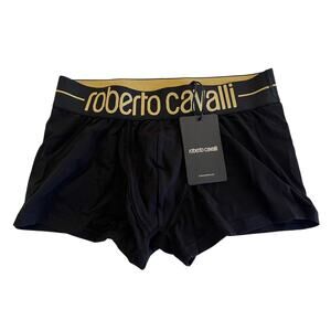 ROBERTO CAVALLI Mens Black Gold Logo Boxer Briefs Underwear NIB IT 6/XS